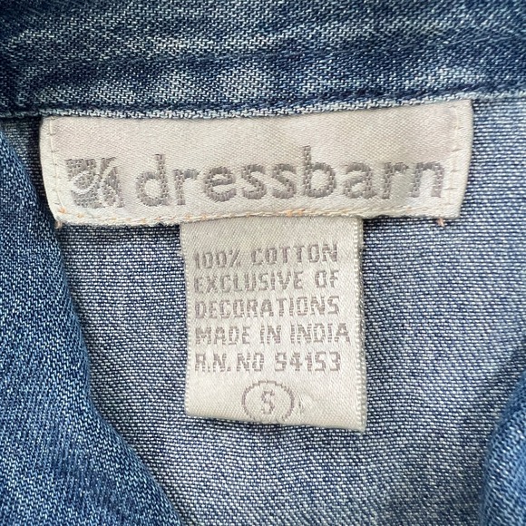 Dressbarn Denim Vest Embroidered Floral Cotton Sleeveless Top Blue Size Small - Picture 3 of 8